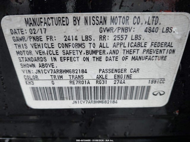 JN1CV7AR8HM682184 Infiniti Q50 2.0t Base