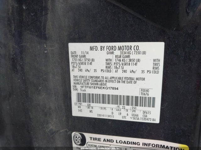 1FTFW1EF6EKG17894 Ford F-150 Xlt