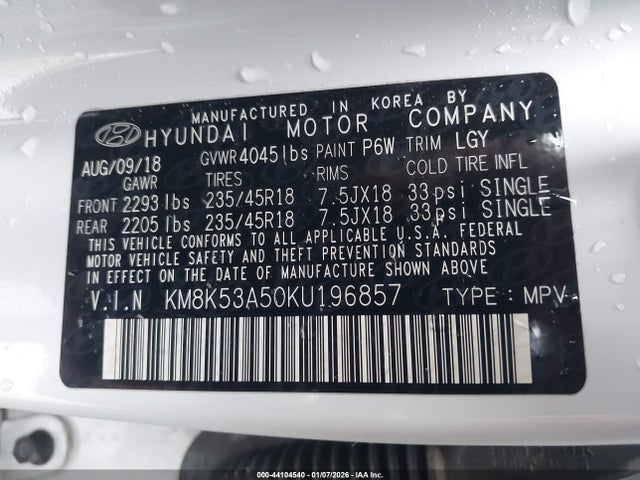 KM8K53A50KU196857 Hyundai Kona Ultimate