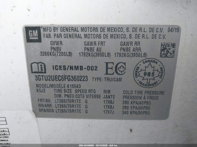 GMC Sierra 1500 Sle 2015 3GTU2UEC6FG360223 Image 9