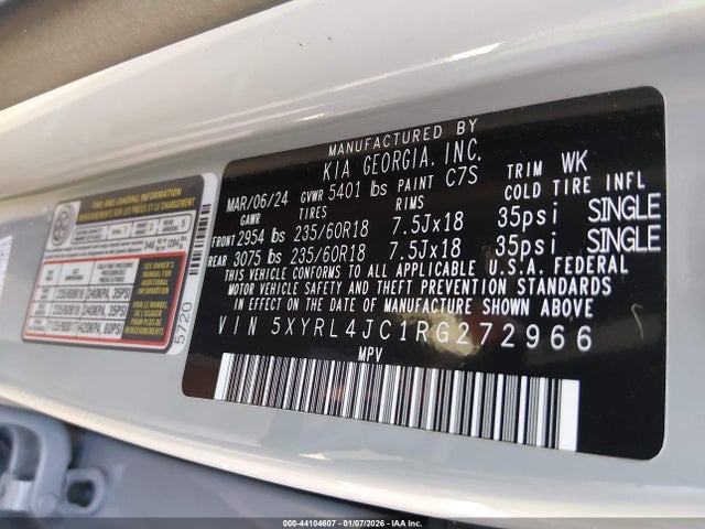 5XYRL4JC1RG272966 KIA SORENTO S