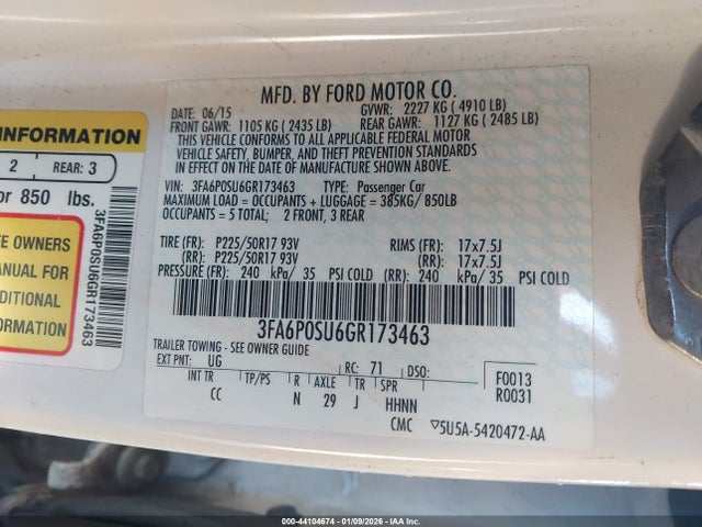 Ford Fusion Energi Titanium 2016 3FA6P0SU6GR173463 Image 9