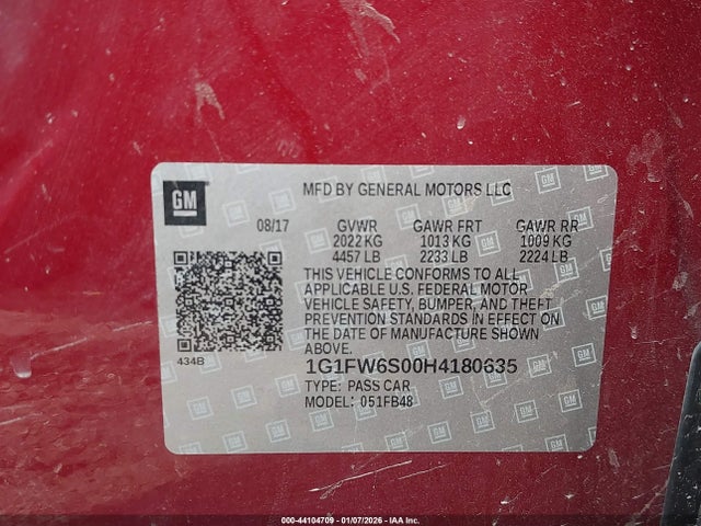 1G1FW6S00H4180635 Chevrolet BOLT EV LT