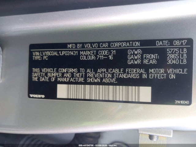 LVYBC0AL1JP031431 Volvo S90 Hybrid T8 Inscription