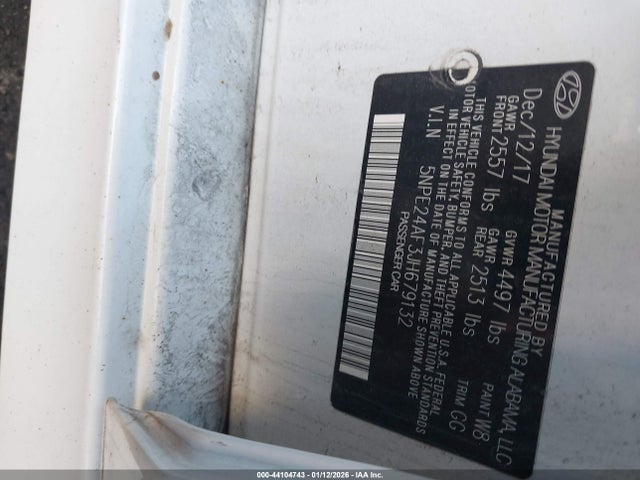5NPE24AF3JH679132 Hyundai SONATA SE
