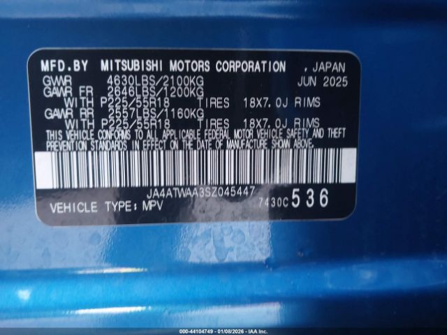 2025 MITSUBISHI ECLIPSE CROSS JA4ATWAA3SZ045447 Photo 8