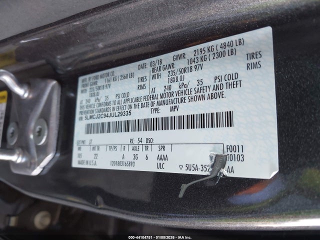 5LMCJ2C94JUL29335 Lincoln MKC SELECT