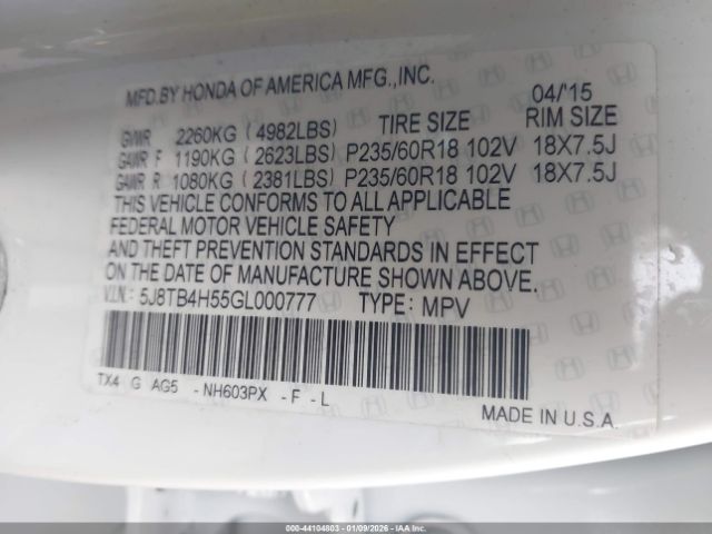 2016 ACURA RDX 5J8TB4H55GL000777 Photo 8