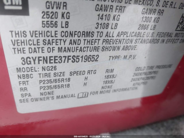 2015 CADILLAC SRX 3GYFNEE37FS519652 Photo 8