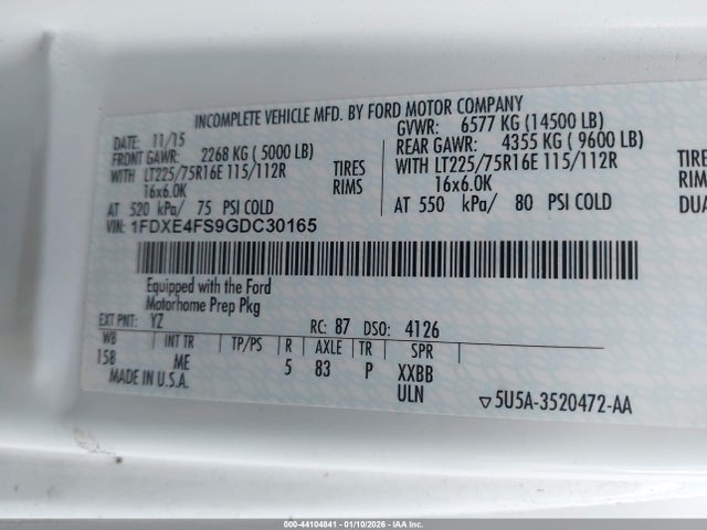 Ford E-450 Cutaway 2016 1FDXE4FS9GDC30165 Image 8