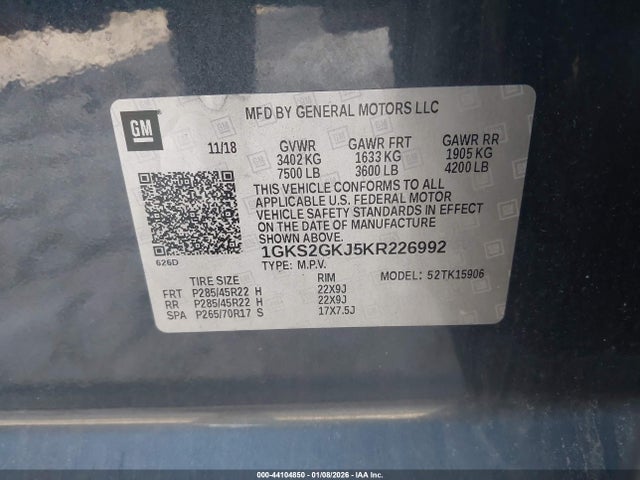 1GKS2GKJ5KR226992 GMC Yukon Xl Slt