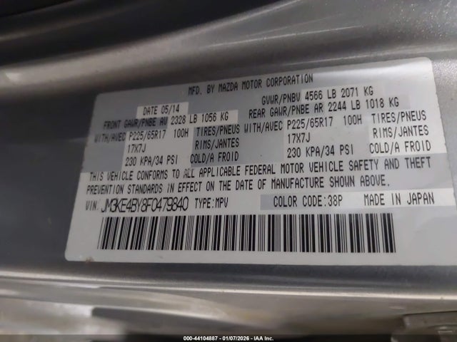 Aukcja sprzedaży 2015 Mazda Cx-5 Sport, vin: JM3KE4BY8F0479840, numer aukcji: 44104887