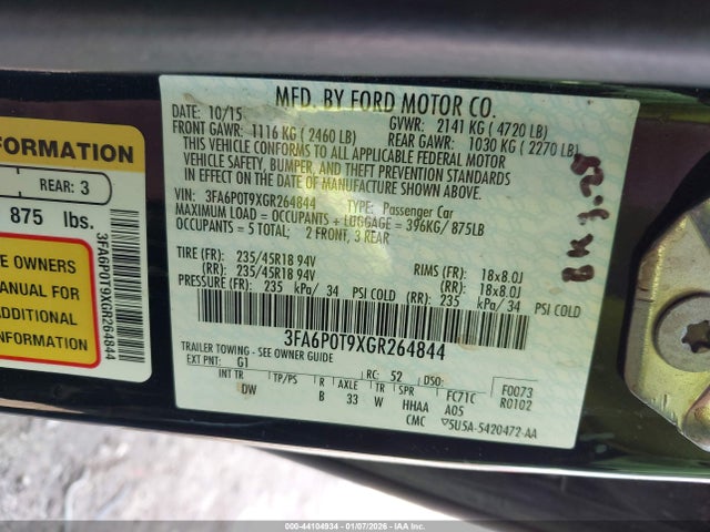 3FA6P0T9XGR264844 Ford FUSION SE