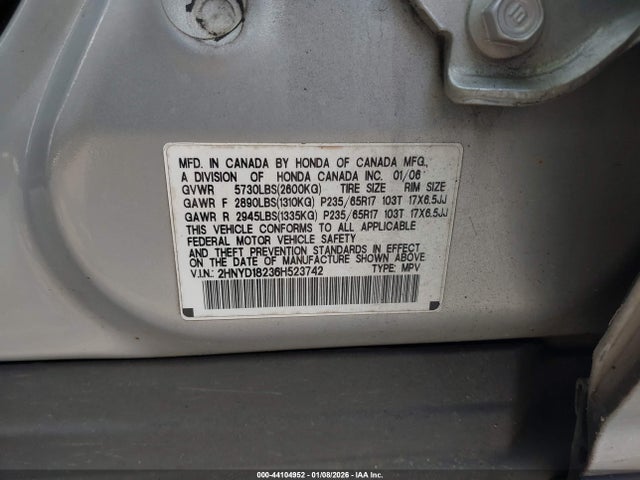 2006 ACURA MDX 2HNYD18236H523742 Photo 8