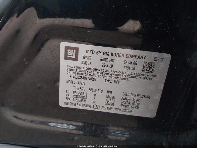 Продаж на аукціоні авто 2017 Buick Encore Premium, vin: KL4CJDSB0HB140592, номер лоту: 44104983