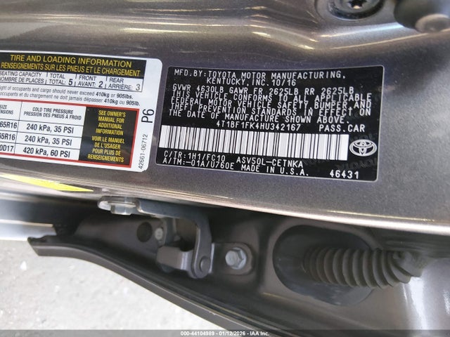 Toyota CAMRY LE 2017 4T1BF1FK4HU342167 Image 9