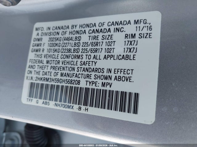 2HKRM3H59GH568208 Honda CR-V EX