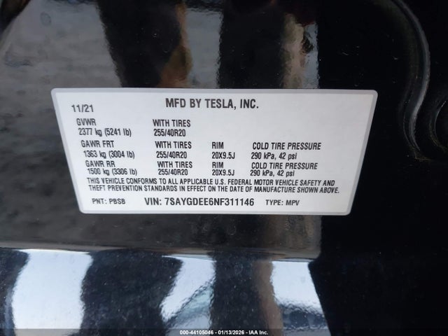 2022 TESLA MODEL Y 7SAYGDEE6NF311146 Photo 8