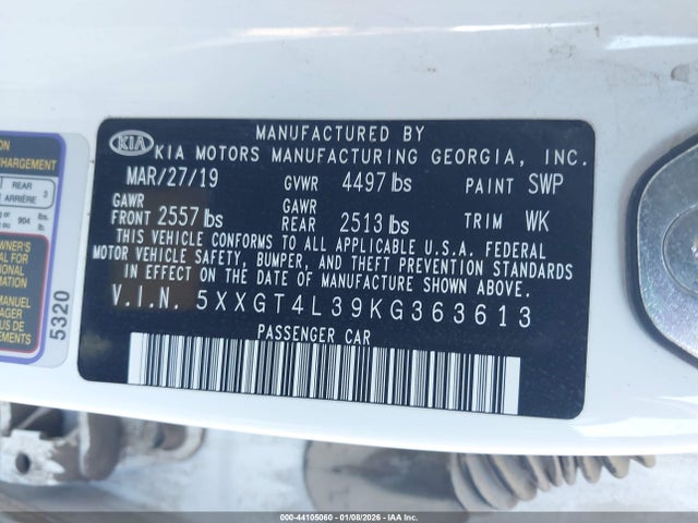 5XXGT4L39KG363613 KIA Optima S