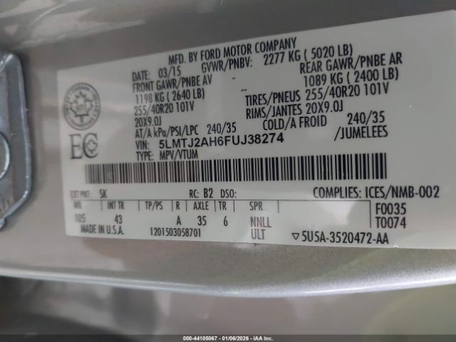 2015 LINCOLN MKC 5LMTJ2AH6FUJ38274 Photo 8