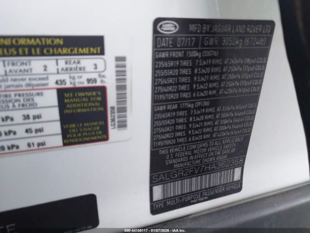 2017 LAND ROVER RANGE ROVER SALGR2FV7HA362358 Photo 8