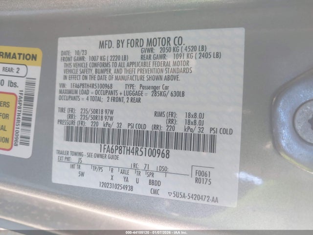 Ford Mustang Ecoboost Premium Fastback 2024 1FA6P8TH4R5100968 Image 9