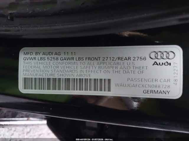 Aukcja sprzedaży 2012 Audi A6 3.0 Premium, vin: WAUJGAFCXCN088728, numer aukcji: 44105124