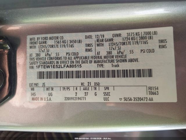 2020 FORD F-150 1FTEW1E52LFA80515 Photo 8