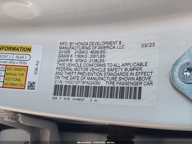 1HGCY2F79PA024390 Honda Accord Hybrid Sport-l