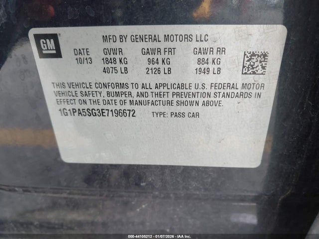 1G1PA5SG3E7196672 Chevrolet Cruze Ls Auto