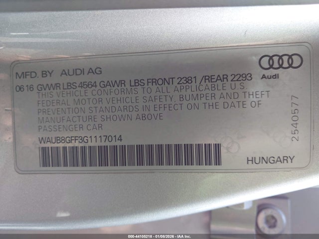 2016 AUDI A3 WAUB8GFF3G1117014 Photo 8