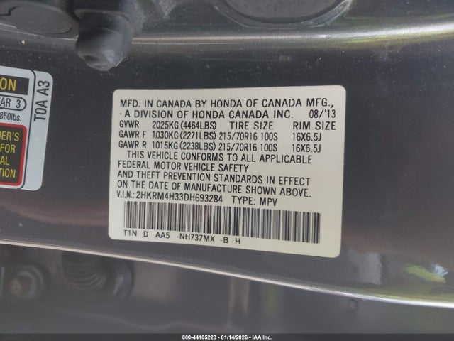 2013 HONDA CR-V 2HKRM4H33DH693284 Photo 8