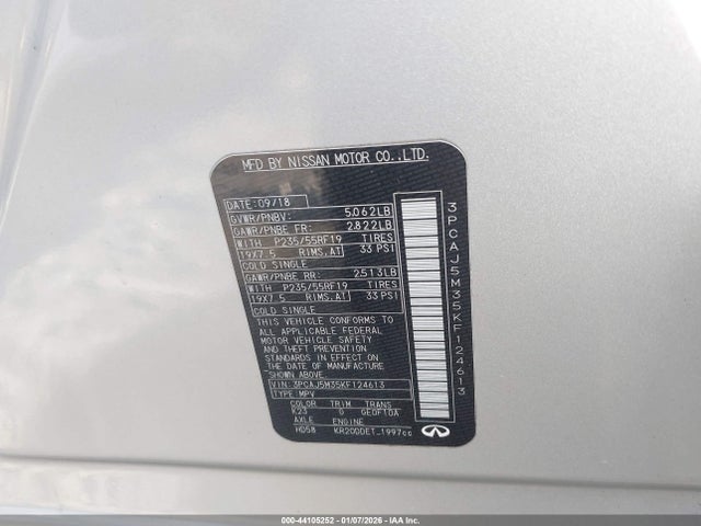 Продажа на аукционе авто 2019 Infiniti Qx50 Essential, vin: 3PCAJ5M35KF124613, номер лота: 44105252