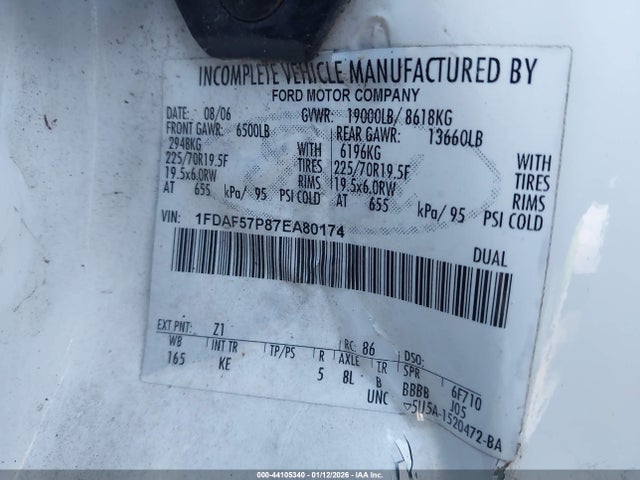 Продажа на аукционе авто 2007 Ford F-550 Chassis Xl/xlt, vin: 1FDAF57P87EA80174, номер лота: 44105340