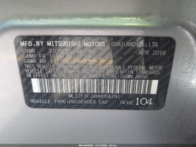 2017 MITSUBISHI MIRAGE G4 ML32F3FJXHH004291 Photo 8