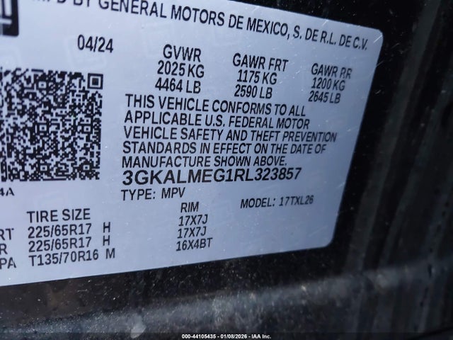 2024 Gmc Terrain Fwd Sle მანქანა იყიდება აუქციონზე, vin: 3GKALMEG1RL323857, აუქციონის ნომერი: 44105435