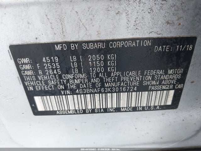4S3BNAF63K3016724 Subaru Legacy 2.5i Premium