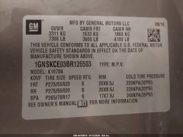 2011 CHEVROLET TAHOE 1GNSKCE03BR126503 Photo 8