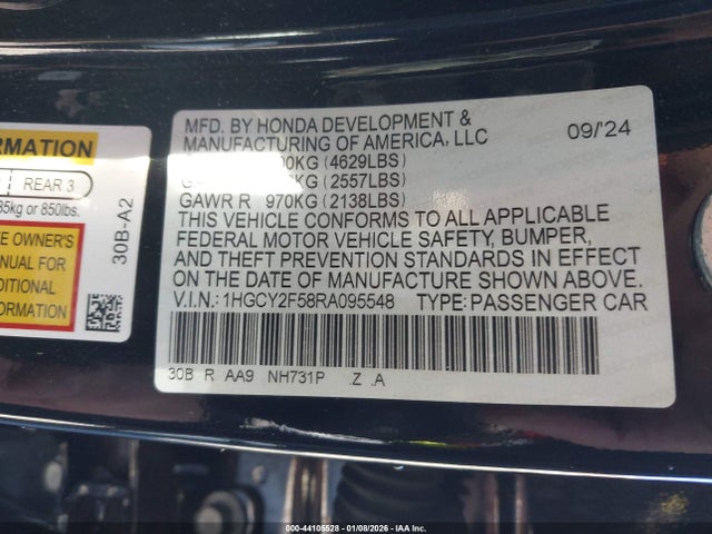 1HGCY2F58RA095548 Honda Accord Hybrid Sport