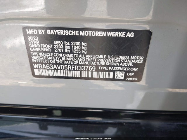 2024 Bmw 430i Gran Coupe მანქანა იყიდება აუქციონზე, vin: WBA63AV05RFR33769, აუქციონის ნომერი: 44105552