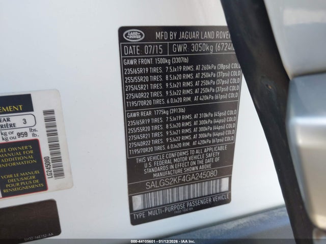 2016 LAND ROVER RANGE ROVER SALGS2KF4GA245080 Photo 8