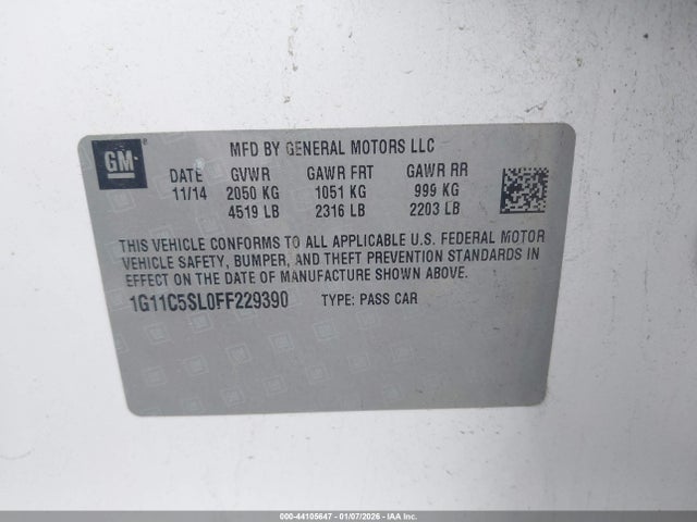 1G11C5SL0FF229390 Chevrolet MALIBU 1LT