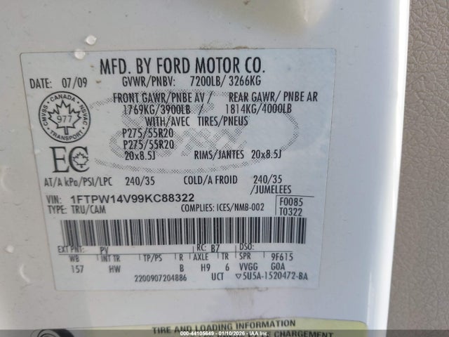 2009 FORD F-150 1FTPW14V99KC88322 Photo 8