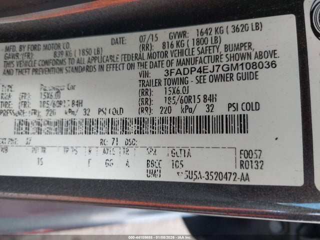 2016 FORD FIESTA 3FADP4EJ7GM108036 Photo 8