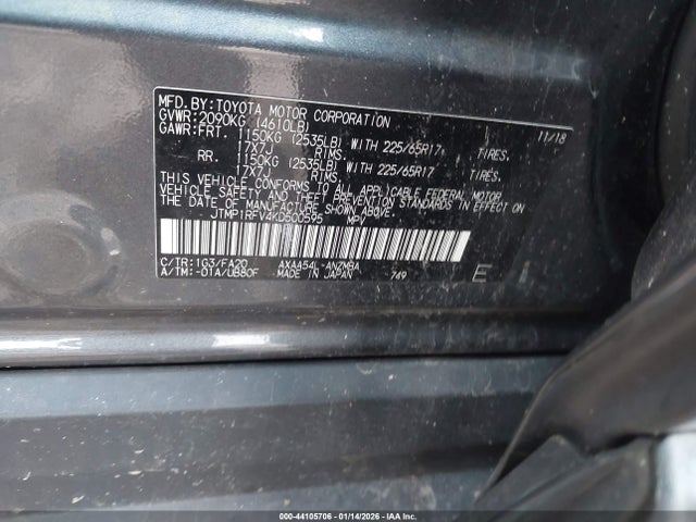JTMP1RFV4KD500595 Toyota Rav4 Xle