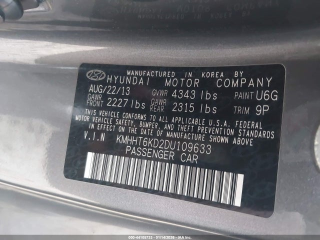 2013 HYUNDAI GENESIS KMHHT6KD2DU109633 Photo 8