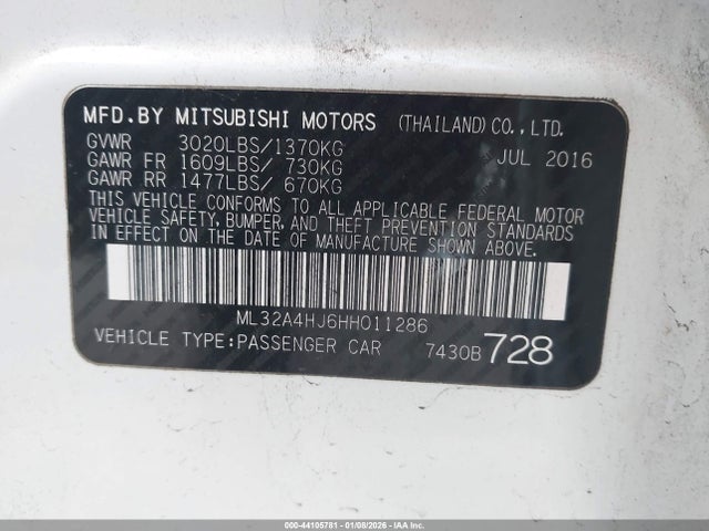 2017 MITSUBISHI MIRAGE ML32A4HJ6HH011286 Photo 8