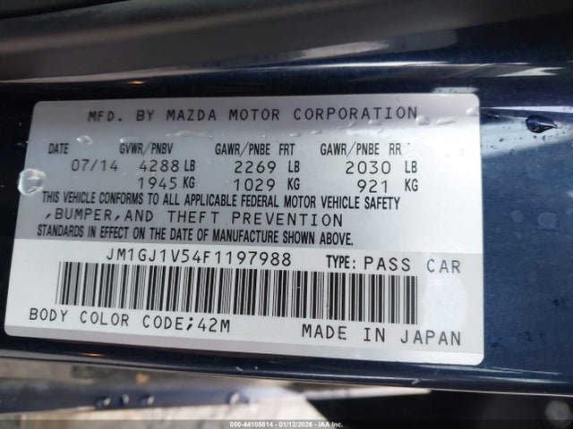 JM1GJ1V54F1197988 Mazda Mazda6 I Touring
