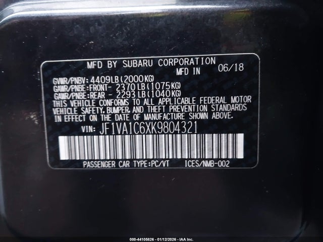 JF1VA1C6XK9804321 Subaru Wrx Premium