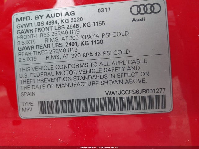 2018 AUDI Q3 WA1JCCFS6JR001277 Photo 8